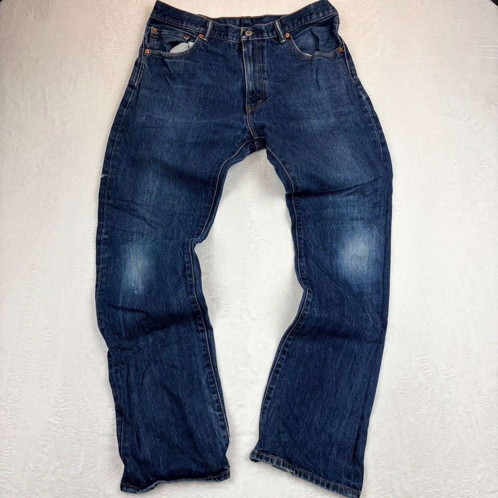 Levis 517 Bootcut Jeans Mens 34x34 Dark‎ Wash Denim Y2K /Festival distressed Hem